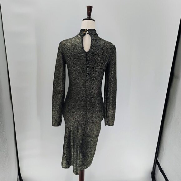 Club L London Gold & Black Dress Size 12 brand metallic bodycon textured sequin - Picture 11 of 14